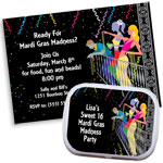 Mardi Gras balcony theme invitations and favors